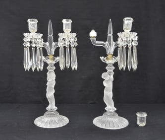 PAIR OF BACCARAT ENFANT CANDLESTICKS