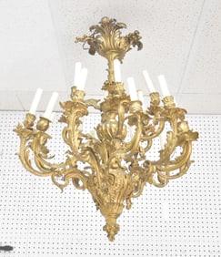 ANTIQUE HEAVY FRENCH BRONZE CHANDELIER