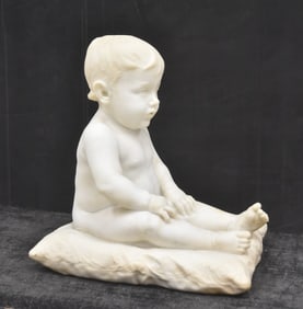G. BARBIERI ,CARVED MARBLE BOY ON PILLOW