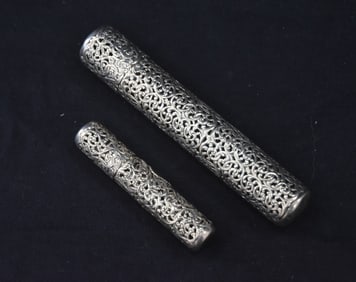 (2) STERLING SILVER SCROLL DOCUMENT HOLDERS