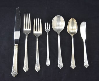 HEIRLOOM DAMASK ROSE STERLING FLATWARE FOR (12)