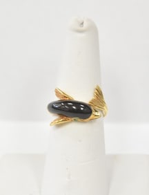 18kt GOLD & ENAMEL DOLPHIN FORM RING