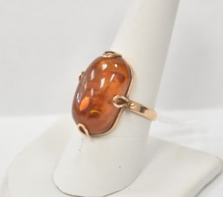 VICTORIAN 14kt GOLD & AMBER RING