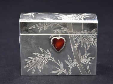 JAPANESE 950 SILVER & ENAMEL PLAYING CARD BOX