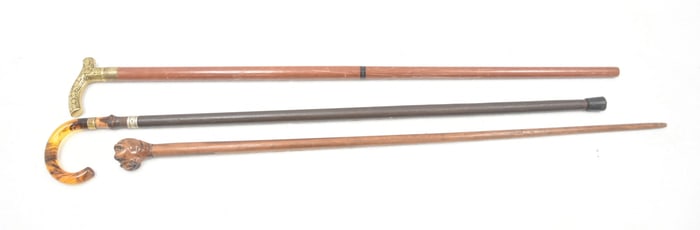 (3) ANTIQUE WOOD CANE WALKING STICKS