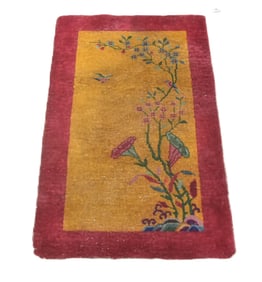 ANTIQUE 4' x 2' 6" CHINESE DECO RUG