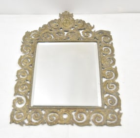 PIERCED BRONZE VICTORIAN BEVELED GLASS MIRROR