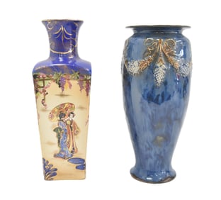 (2) ENGLISH PORCELAIN & EARTHENWARE VASES