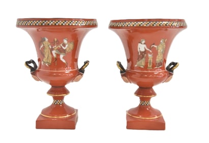 (Pr) OLD PARIS PORCELAIN GRECIAN STYLE VASES