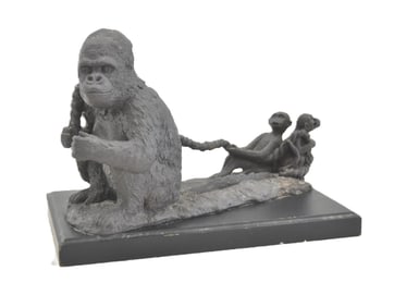 CAST IRON GORILLA SCULPTURAL BUSINESS CARD HOLDER