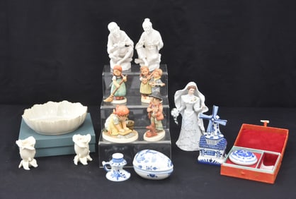 ASSORTED PORCELAIN LOT OF FIGURINES & BOWLS