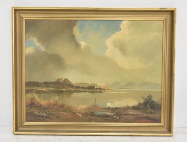 LUDWIG GSCHOSSMANN OIL ON BOARD ALPINE LANDSCAPE