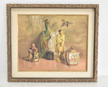 ROBERT CHAILLOUX , OIL ON CANVAS ASIAN STILL LIFE