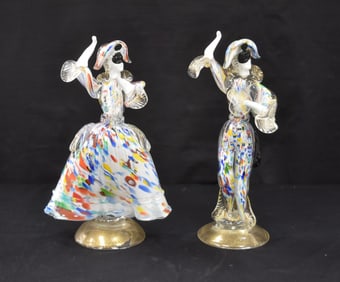 PAIR OF MURANO GLASS DANCING SCULPTURES