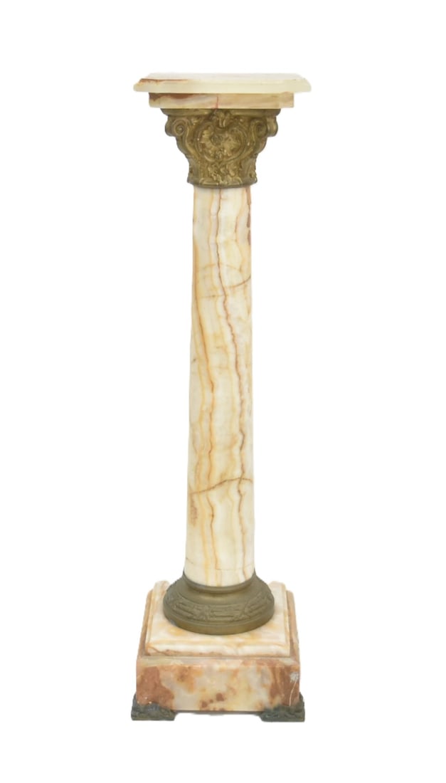 ANTIQUE BRONZE & ONYX COLUMN PEDESTAL (1 of 8)