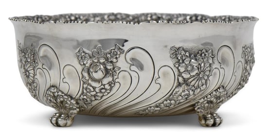 TIFFANY & Co. STERLING SILVER FLORAL REPOUSSE BOWL