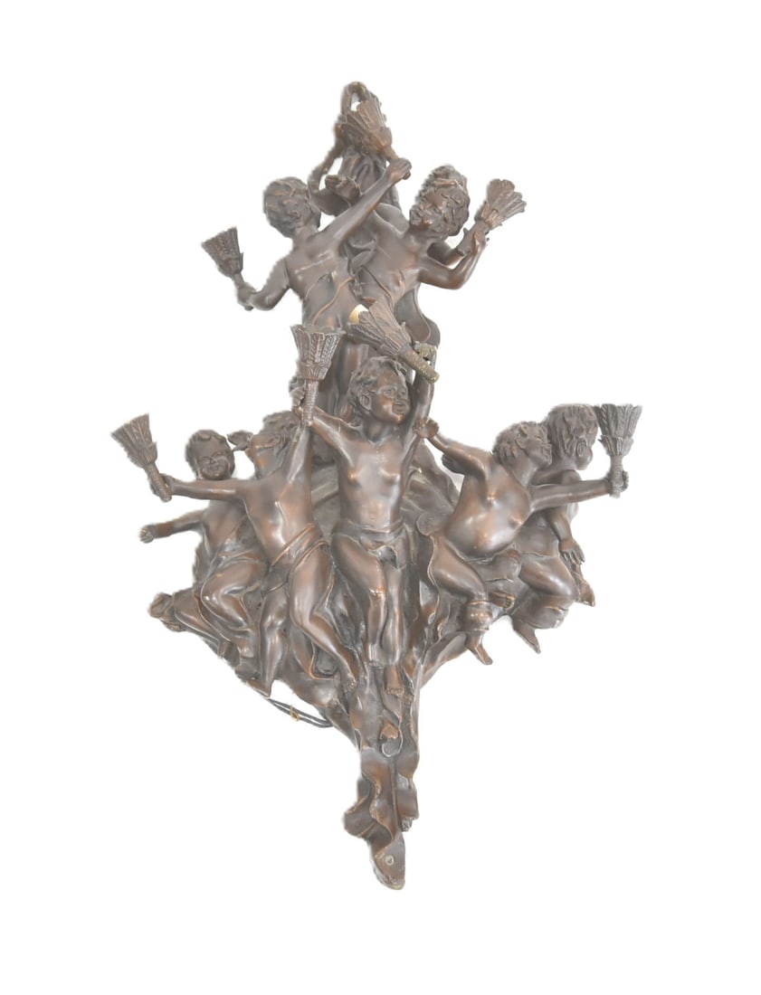 LARGE AFTER JOSEPH CHERET BRONZE FIGURAL SCONCE (1 of 15)