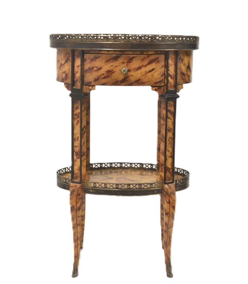 FAUX TORTOISESHELL END TABLE WITH BRONZE MOUNTS (1 of 9)