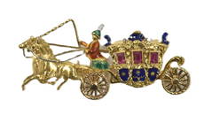 18kt GOLD & ENAMEL RUBY CARRIAGE PIN