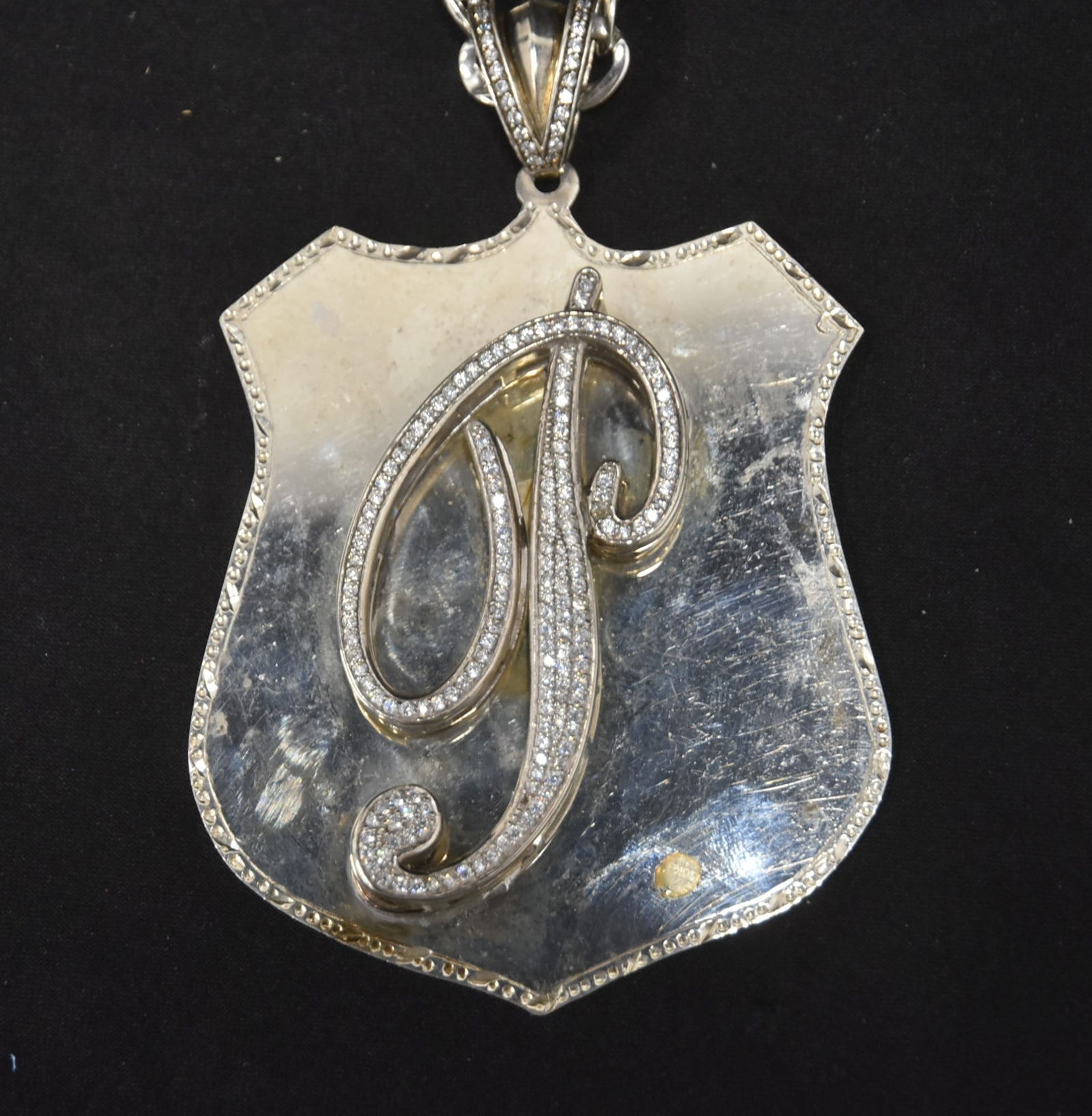 LARGE STERLING SILVER "P" INITIAL PENDANT CHAIN (1 of 6)