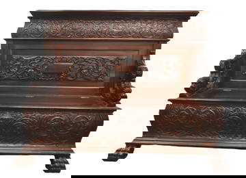 ATTR HORNER CARVED MAHOGANY HALL BENCH