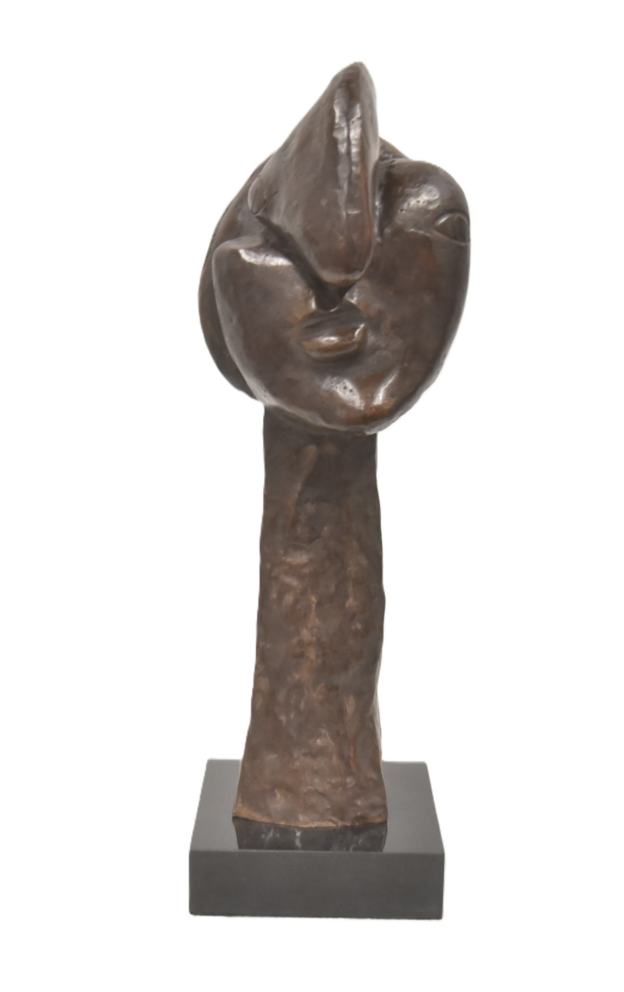 AFTER PICASSO BRONZE CUBIST FEMALE BUST: AFTER PABLO PICASSO CUBUST BRONZE SCULPTURE OF FEMALE BUST , SIGNED PICASSO , NUMBERED 3/6 - 7" x 8" x 22 1/2"