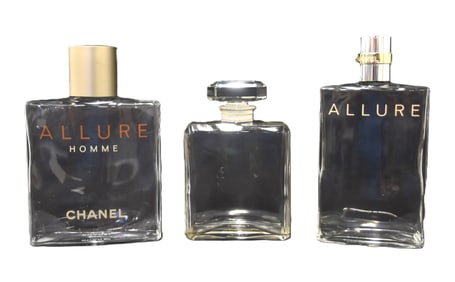 (3) LARGE CHANEL GIANT FACTICE PERFUME BOTTLES