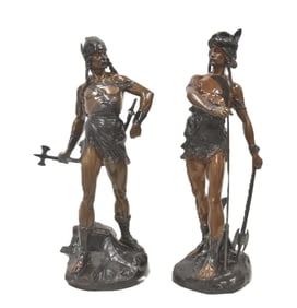 (2) BRONZE WARRIOR SCULPTURES OF VERCINGETORIX