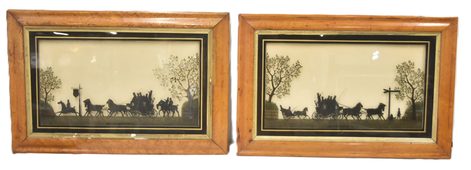 PAIR ENGLISH SILHOUTTE DERBY COACHING SCENES (1 of 17)