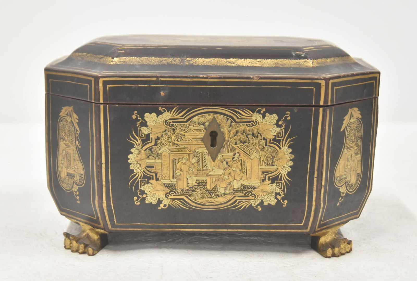 ANTIQUE CHINOISERIE LACQUER TEA CADDY (1 of 16)