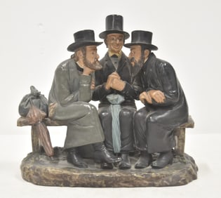 TERRACOTTA FIGURE JEWISH MEN ON BENCH