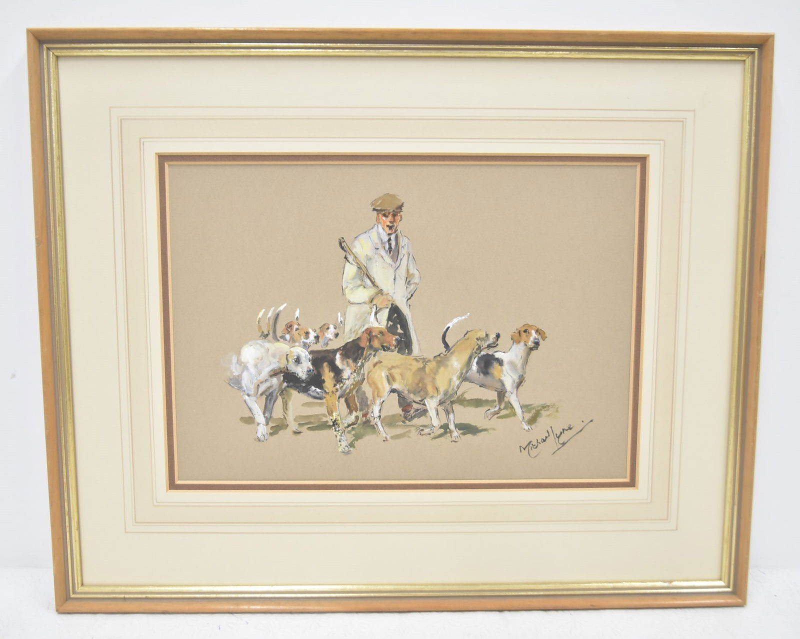 MICHAEL LYNE , HUNT DOGS GOUACHE OF HOUNDS (1 of 8)