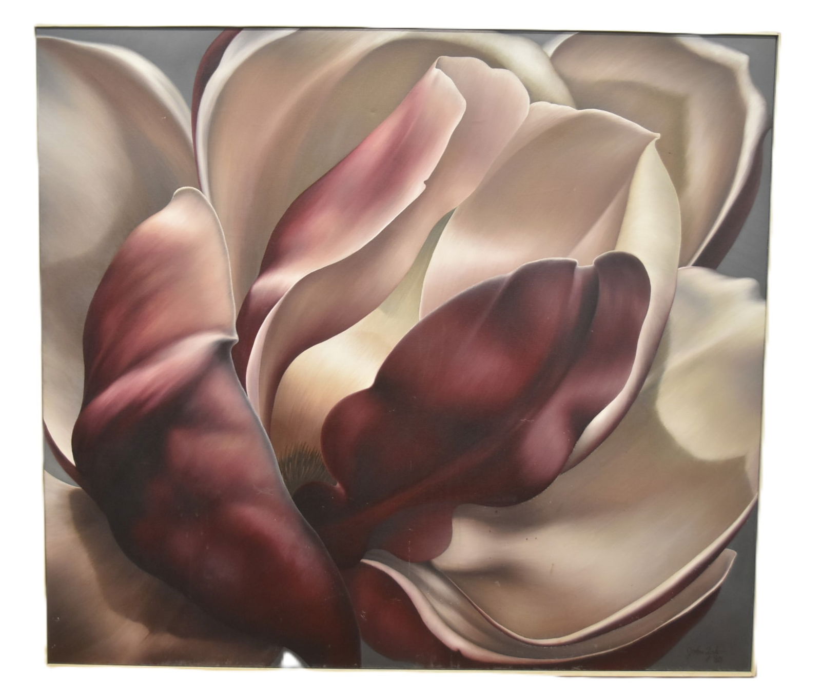 JOHN ZAC , LARGE OIL ON CANVAS MAGNOLIA FLOWERS (1 of 10)