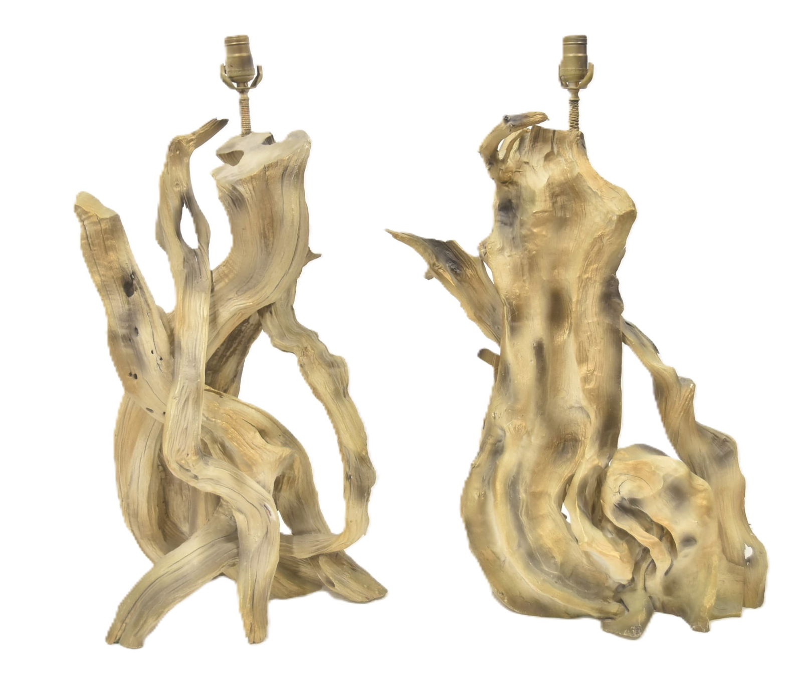 PAIR VINTAGE DRIFTWOOD SCULPTURAL LAMPS (1 of 12)