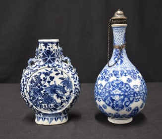 (2) CHINESE BLUE & WHITE PORCELAIN BOTTLES