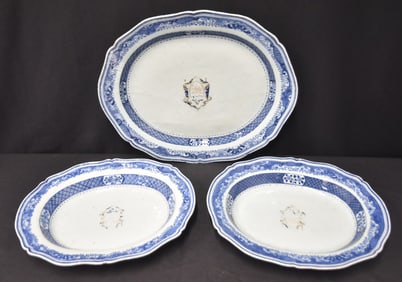 (3) CHINESE EXPORT ARMORIAL PLATTERS