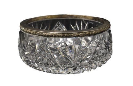 RUSSIAN SILVER & CUT GLASS BOWL