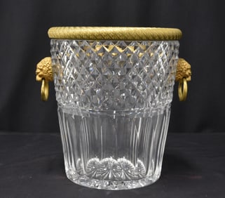 FRENCH ? CRYSTAL & BRONZE CHAMPAGNE BUCKET