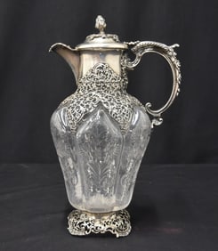 STERLING SILVER & CUT GLASS DECANTER