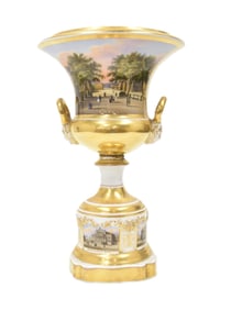 PARIS PORCELAIN CAMPAGNA URN WITH CITY VIEWS