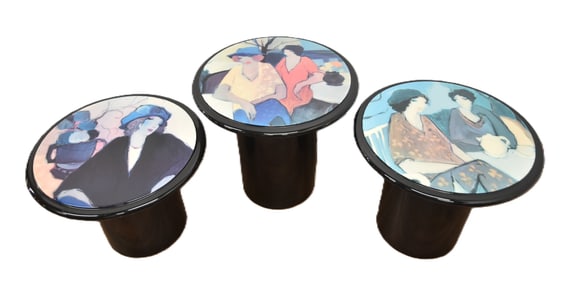 (3) ITZCHAK TARKAY LAMINATED LOW TABLES