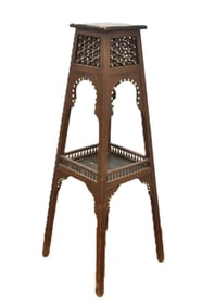 ANTIQUE SYRIAN INLAID PLANT STAND PEDESTAL