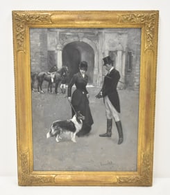 OSCAR WILSON , OIL ON BOARD "DRESSED FOR THE HUNT"