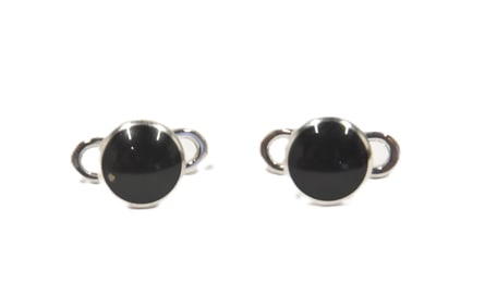 TOM FORD PAIR 18kt WHITE GOLD & ONYX CUFFLINKS