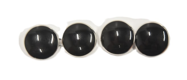PAIR TOM FORD 18kt WHITE GOLD & ONYX CUFFLINKS