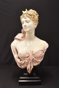 CHOISY LE ROI FRENCH FAIENCE BUST OF DIANA - 31"