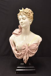 CHOISY LE ROI FRENCH FAIENCE BUST OF DIANA - 31"