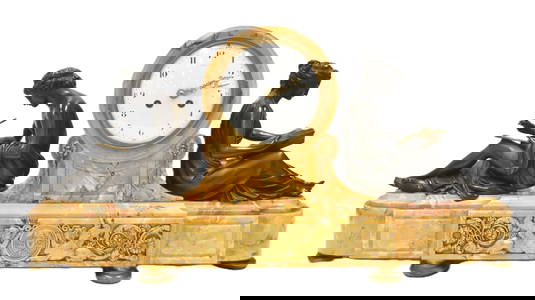 TIFFANY & Co. SIENA MARBLE & BRONZE MANTLE CLOCK