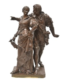 EMILE PICAULT , LARGE BRONZE DOUBLE FIGURE