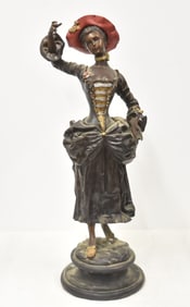 LARGE COLD PAINTED BRONZE VICTORIAN WOMAN